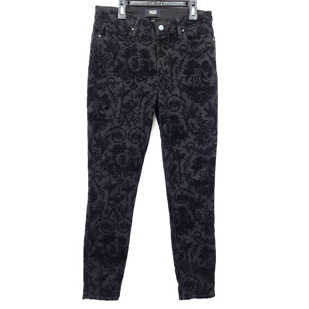 Paige Hoxton Ankle Jeans Size 28  Black Velvet Jacquard Design